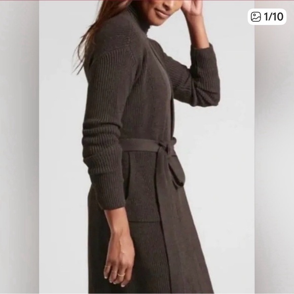 Athleta Brown Scenic Wrap Long Belted Cardigan - Picture 1 of 3